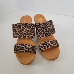 Italian leopard wedge sandal